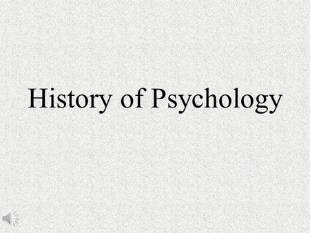 History of Psychology.
