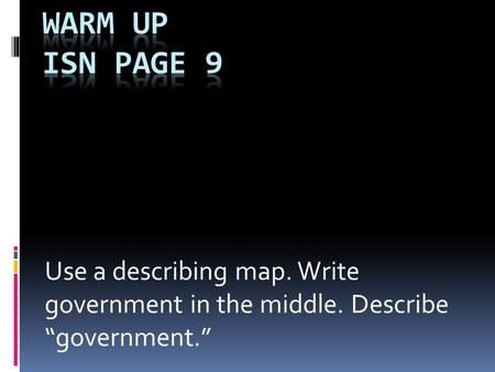 Use a describing map. Write government in the middle. Describe “government.”