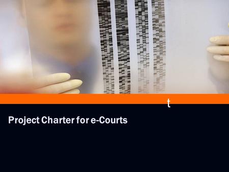 # e # Project Charter for e-Courts t. # e Utility of Project Charter Provide a common point of reference Define the roles of each of the stakeholders.
