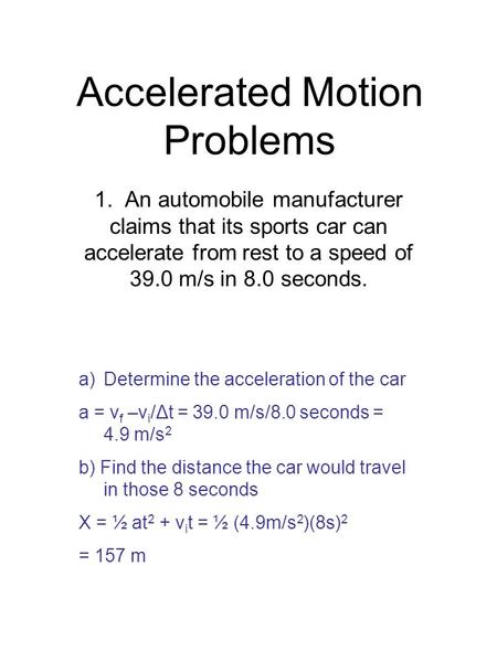 Accelerated Motion Problems