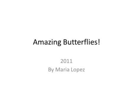 Amazing Butterflies! 2011 By Maria Lopez Starting With eggs! Butterfly eggs are extremely tiny. Most are less than one tenth of an inch (3 millimeters)