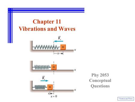 Chapter 11 Vibrations and Waves Phy 2053 Conceptual Questions.
