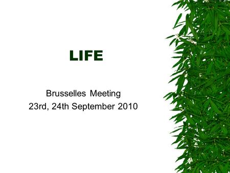LIFE Brusselles Meeting 23rd, 24th September 2010.