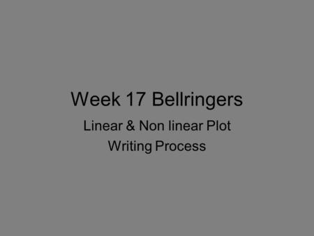 Linear & Non linear Plot Writing Process