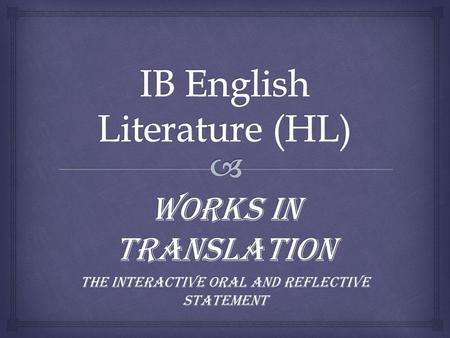 IB English Literature (HL)