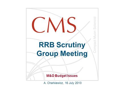 RRB Scrutiny Group Meeting A. Charkiewicz, 16 July 2013 M&O Budget Issues.