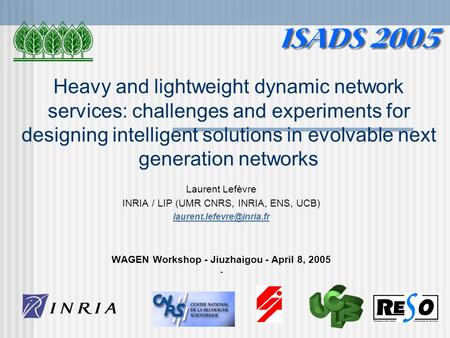 Heavy and lightweight dynamic network services: challenges and experiments for designing intelligent solutions in evolvable next generation networks Laurent.