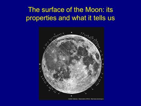 The surface of the Moon: its properties and what it tells us.