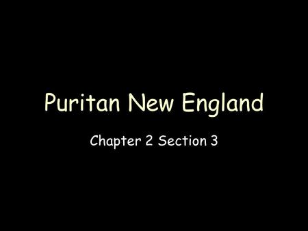 Puritan New England Chapter 2 Section 3.
