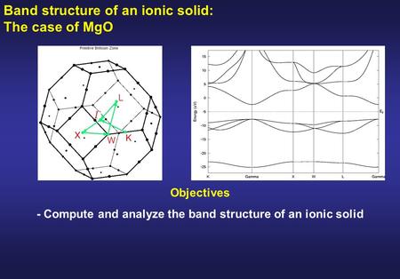- Compute and analyze the band structure of an ionic solid