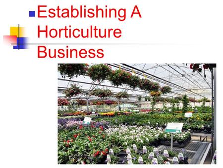 1 Establishing A Horticulture Business. Next Generation Science / Common Core Standards Addressed! RST.11 ‐ 12.7Integrate and evaluate multiple sources.