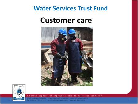 Water Services Trust Fund Customer care 10/24/20151.
