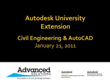 welcomes you to AU Extension for Civil Engineering & AutoCAD.