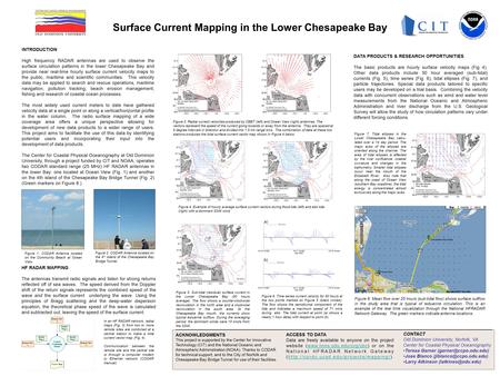 Surface Current Mapping in the Lower Chesapeake Bay INTRODUCTION High frequency RADAR antennas are used to observe the surface circulation patterns in.