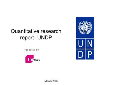 Quantitative research report- UNDP Prepared by March 2009.