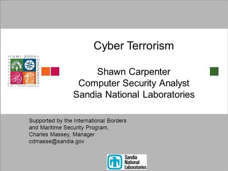 Cyber Terrorism Shawn Carpenter Computer Security Analyst