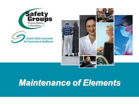 Maintenance of Elements. © Copyright 2008 Ontario Safety Association for Community & Healthcare. All rights reserved/tous droits réservés. Reproduction.