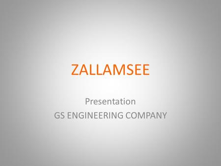 ZALLAMSEE Presentation GS ENGINEERING COMPANY. ZALLAMSEE Zallamsee provides a full range of cleaning services for industry: Oil Facilities Paint Facilities.