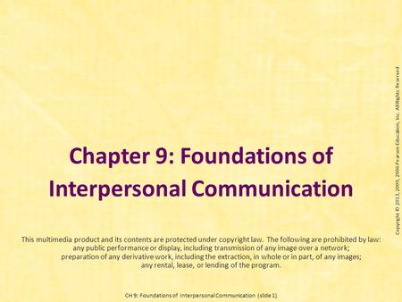 Chapter 9: Foundations of Interpersonal Communication