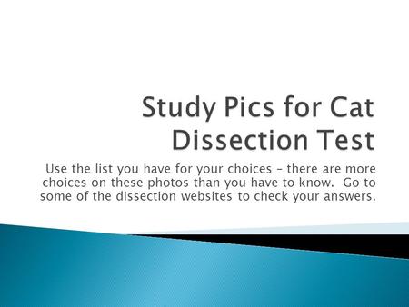 Study Pics for Cat Dissection Test