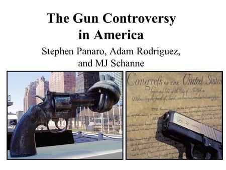 The Gun Controversy in America Stephen Panaro, Adam Rodriguez, and MJ Schanne.