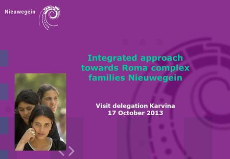 Integrated approach towards Roma complex families Nieuwegein Visit delegation Karvina 17 October 2013.