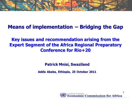 Means of implementation – Bridging the Gap Key issues and recommendation arising from the Expert Segment of the Africa Regional Preparatory Conference.