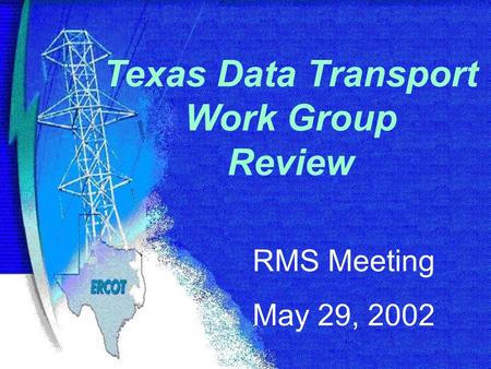 Texas Data Transport Work Group Review RMS Meeting May 29, 2002.