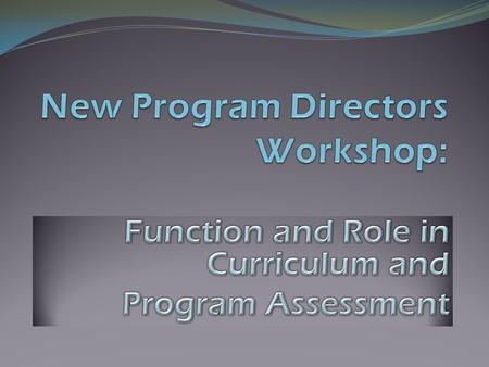 Primary Functions of Program Directors Leadership Curriculum Management and Coordination Coordinate Program Assessment Marketing, Recruitment and Admissions.