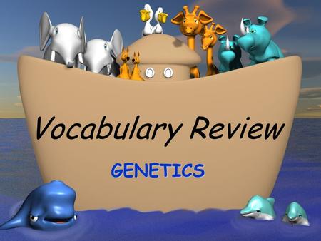 1 Vocabulary Review GENETICS. 2 Study of how characteristics are transmitted from parent to offspring GENETICS.