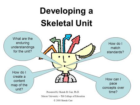 Developing a Skeletal Unit How can I pace concepts over time? How do I create a content map of the unit? Presented by Sherah B. Carr, Ph.D. Mercer University.