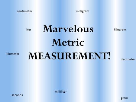 Marvelous Metric MEASUREMENT!