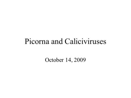 Picorna and Caliciviruses
