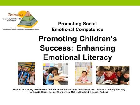 Promoting Social Emotional Competence Promoting Children’s Success: Enhancing Emotional Literacy.