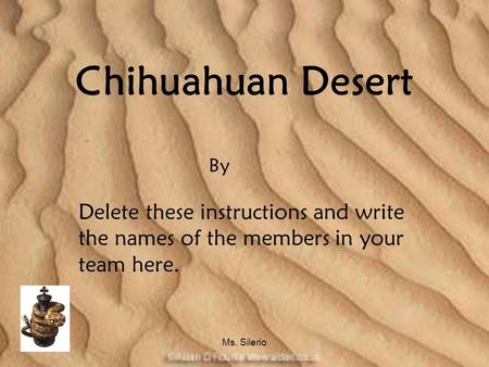 Ms. Silerio Chihuahuan Desert Delete these instructions and write the names of the members in your team here. By.