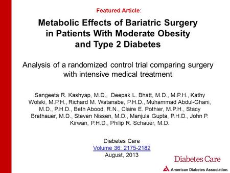 Metabolic Effects of Bariatric Surgery