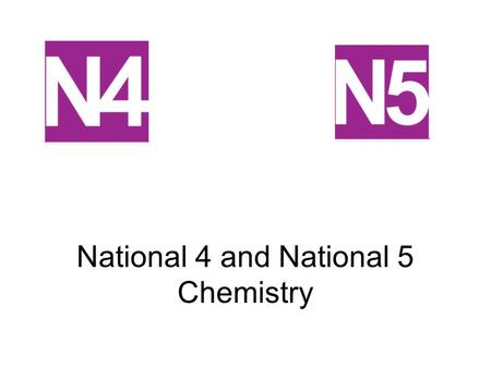National 4 and National 5 Chemistry. Assessment Arrangements Both courses are broken down into 3 units: Chemical Changes and Structure Nature’s Chemistry.