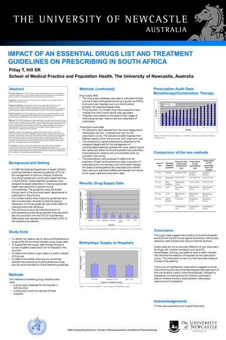 IMPACT OF AN ESSENTIAL DRUGS LIST AND TREATMENT GUIDELINES ON PRESCRIBING IN SOUTH AFRICA In 1998 the National Department of Health (NDOH) published standard.