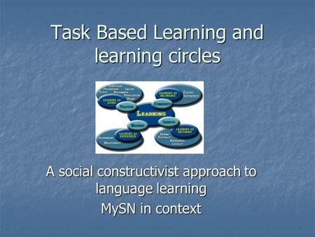 Task Based Learning and learning circles A social constructivist approach to language learning MySN in context.
