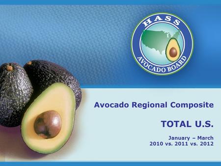 1 Avocado Regional Composite TOTAL U.S. January – March 2010 vs. 2011 vs. 2012.