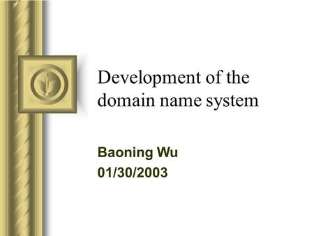 Development of the domain name system Baoning Wu 01/30/2003.