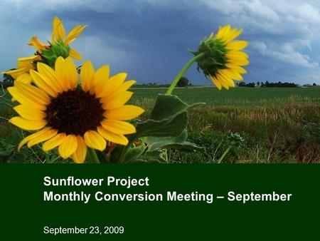 September 23, 2009 Sunflower Project Monthly Conversion Meeting – September.