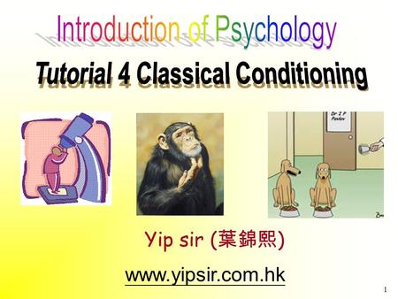 1 www.yipsir.com.hk Yip sir ( 葉錦熙 ). 2 Learning 1. Behaviorism –Promoted by John B. Watson –View that psychology… should be an objective science study.