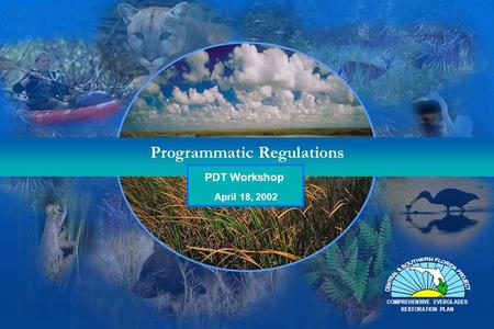 Programmatic Regulations PDT Workshop COMPREHENSIVE EVERGLADES RESTORATION PLAN April 18, 2002.