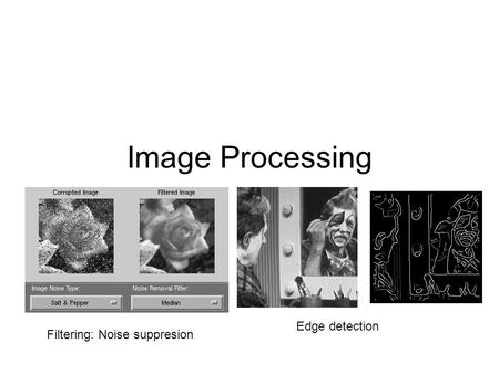 Image Processing Edge detection Filtering: Noise suppresion.