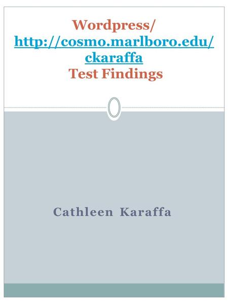 Cathleen Karaffa Wordpress/  ckaraffa Test Findings  ckaraffa.