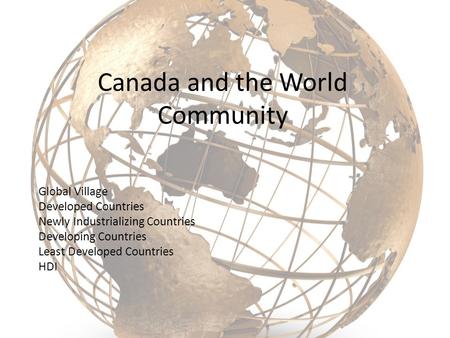 Canada and the World Community