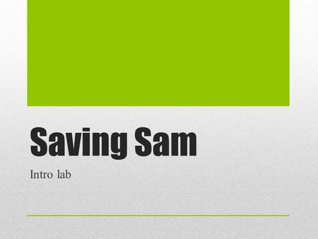 Saving Sam Intro lab. WARM UP I can… problem solve using the scientific method with a team. Warm Up: What is a dilemma or problem you have solved lately?