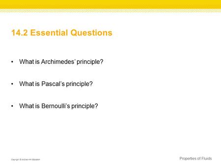 14.2 Essential Questions What is Archimedes’ principle?