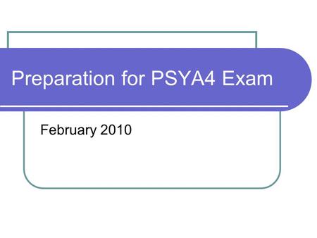 Preparation for PSYA4 Exam February 2010. Review BATs Use strategies to improve my grade in the exam Use a mark scheme to assess performance.